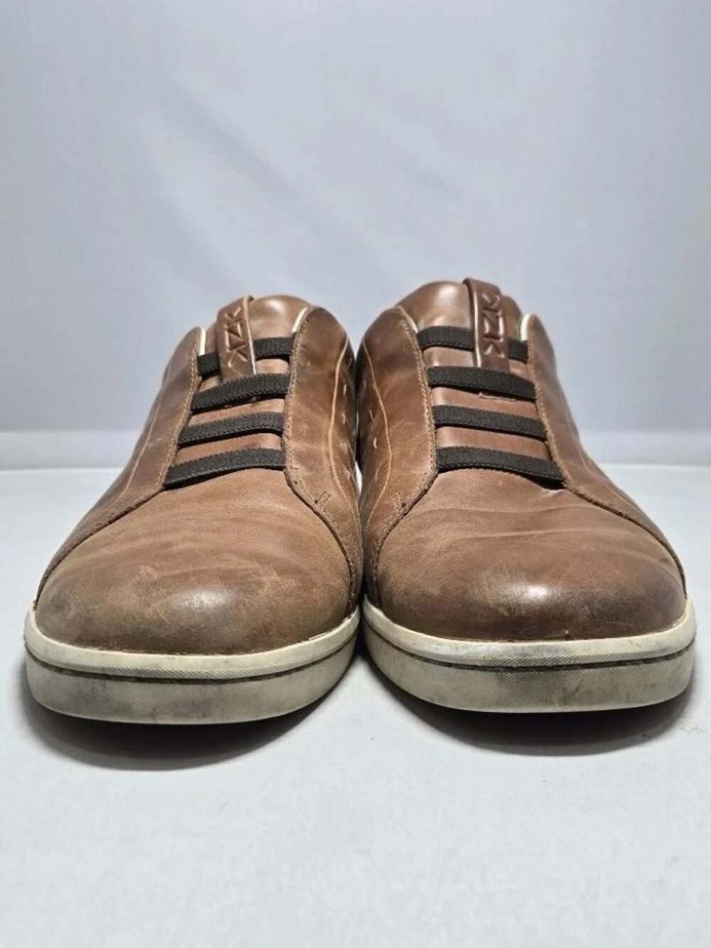 Kizik Men's New York Leather Slip-On Sneakers Brown Hands-Free Comfort Size 12